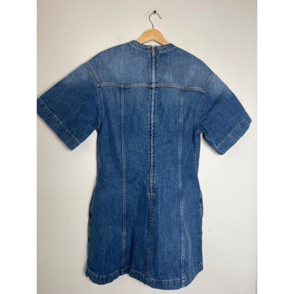 NWT Stella McCartney Lace Detail Short Sleeve Denim Mini Dress Blue Size: Large - Picture 8 of 9